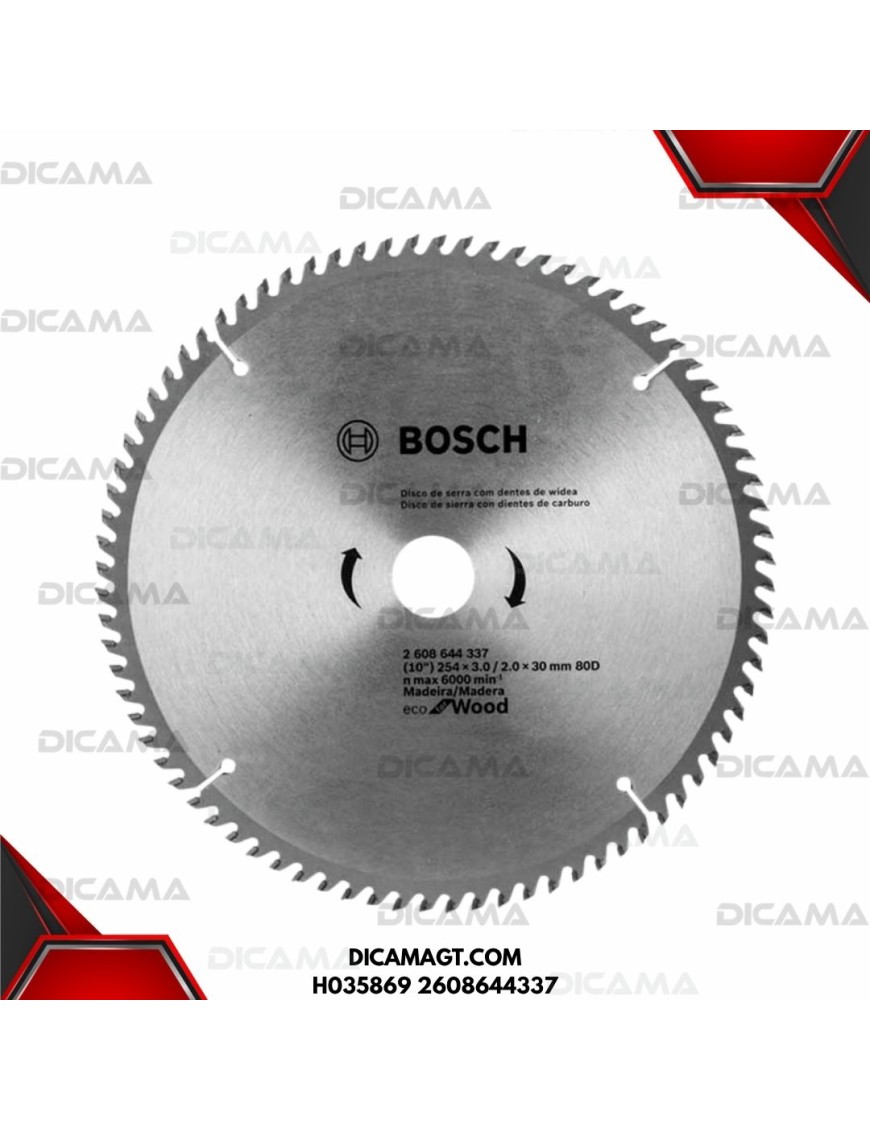 DISCO 10 CORTE MADERA DE SIERRA DE 80D  ECO WOOD BOSCH H035869 2608644337