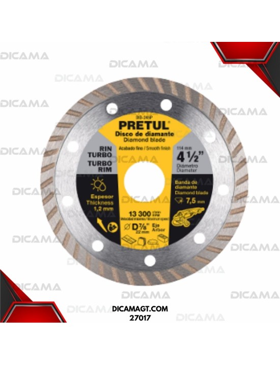 DISCO 4-1/2 X 1.2MM DE DIAMANTE  RIN TURBO PRETUL 27017