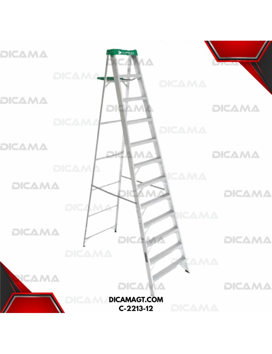ESCALERA ALUMINIO DE TIJERA 12 ESCALONES 385 LBS CUPRUM C-2213-12