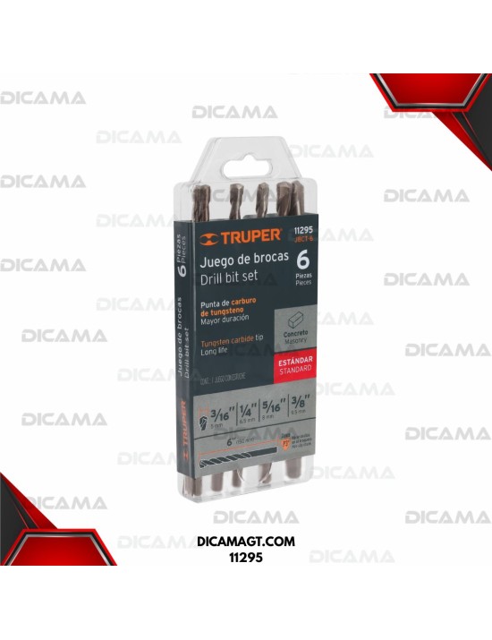 BROCAS JUEGO  6 PZAS PARA CONCRETO 3/16 A 3/8 TRUPER 11295