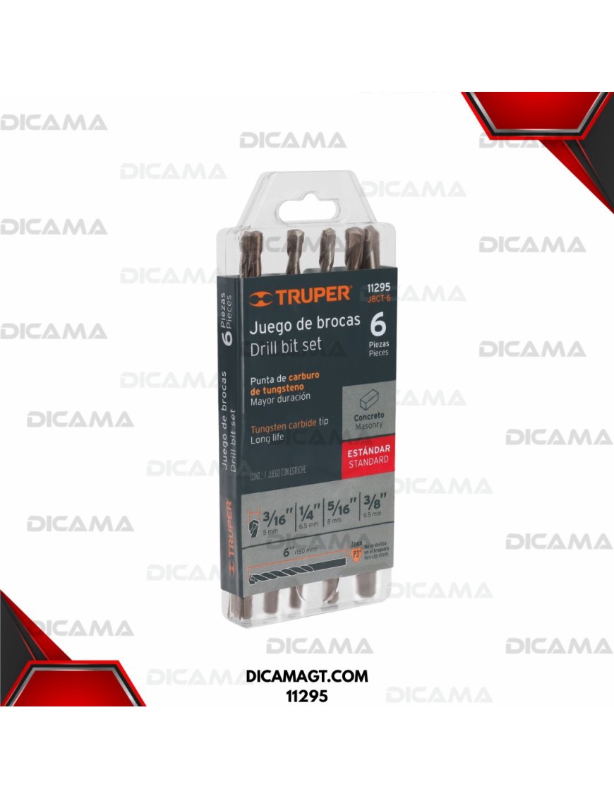 BROCAS JUEGO  6 PZAS PARA CONCRETO 3/16 A 3/8 TRUPER 11295