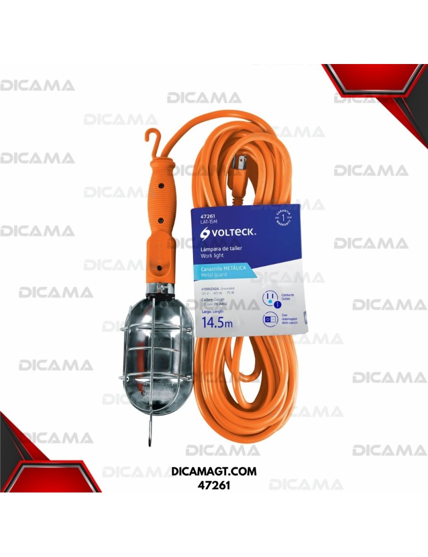 LAMPARA PARA MECANICO 14.5 MTS CAJA METALICA VOLTECK 47261