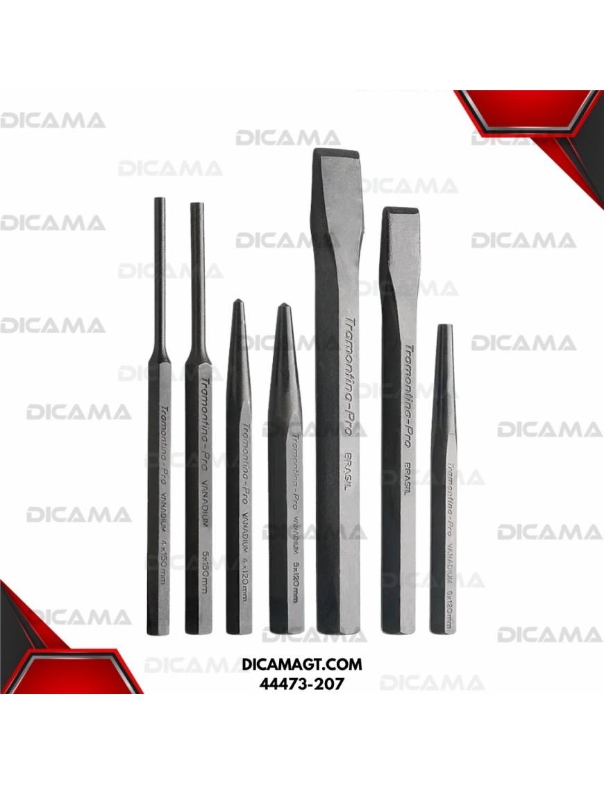 CINCELES 7PCS 4-19MM  CENTRO PUNTO Y BOTADOR TRAMONTINA 44473-207