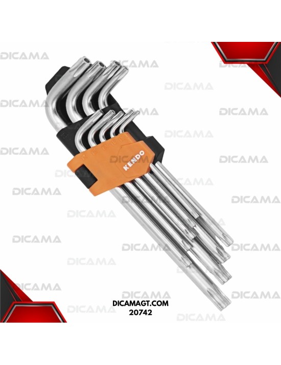 LLAVES TORX JUEGO 9 PZAS LARGA KENDO 20742