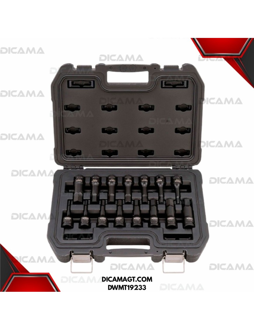 COPAS JUEGO RAIZ 1/2 15 PZAS HEXAGONAL MM/AM 6MM-19MM 5/16A3/4 DEWALT DWMT19233