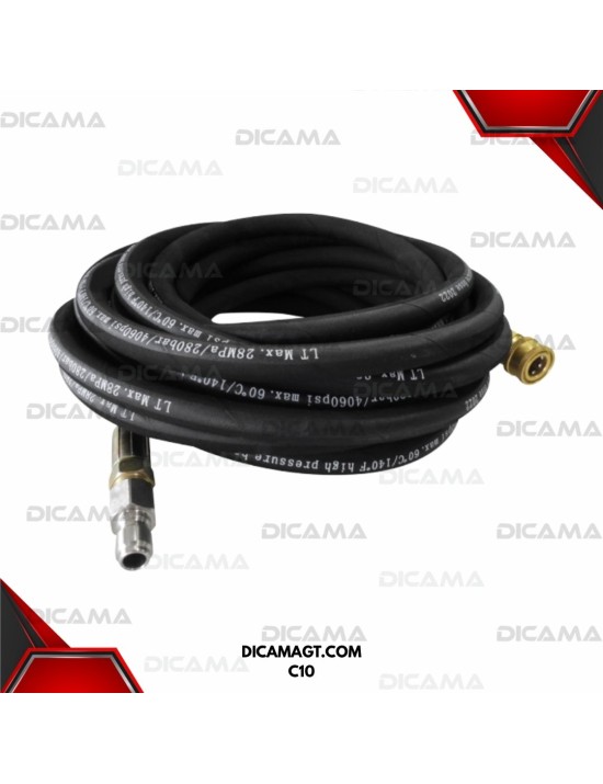 MANGUERA HIDROLAVADORA X8 METROS 3,600PSI CON ACOPLE BBT C10
