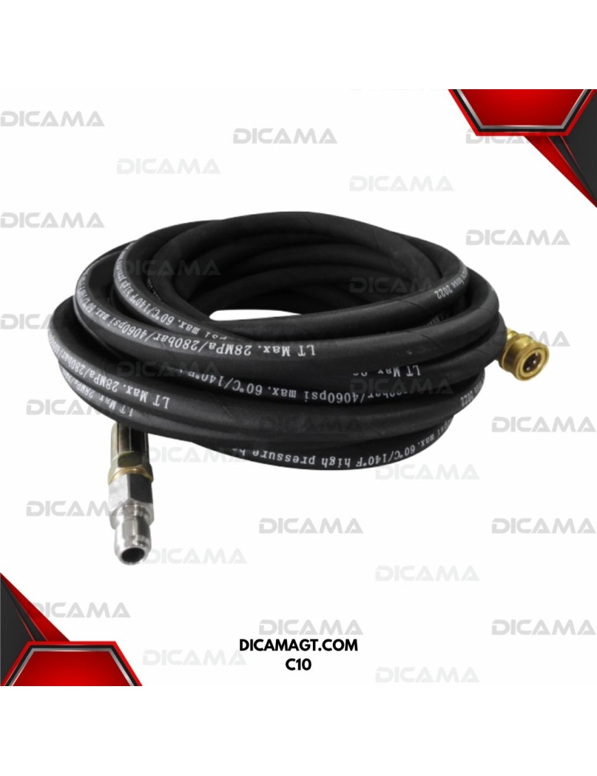MANGUERA HIDROLAVADORA X8 METROS 3,600PSI CON ACOPLE BBT C10