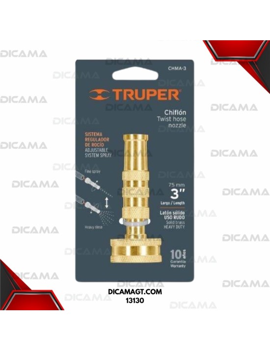 CHIFLON D/LATON MAQUINADO P/MANGUERA 3 TRUPER 13130