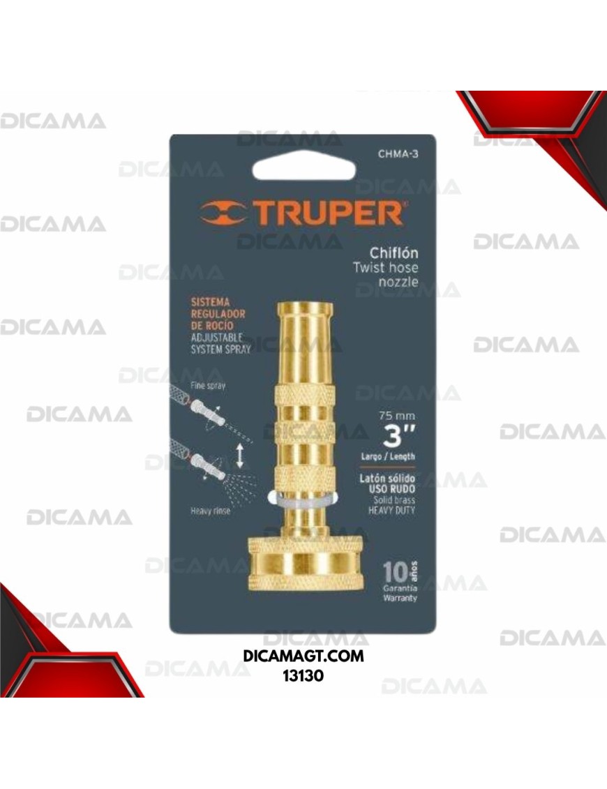 CHIFLON D/LATON MAQUINADO P/MANGUERA 3 TRUPER 13130