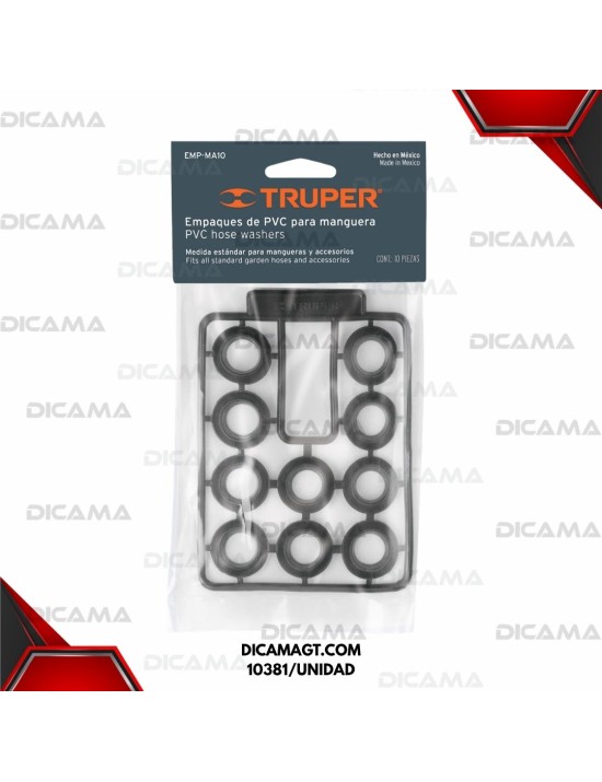 EMPAQUE DE HULE ANTIFUGA PARA MANGUERA TRUPER 10381/UNIDAD