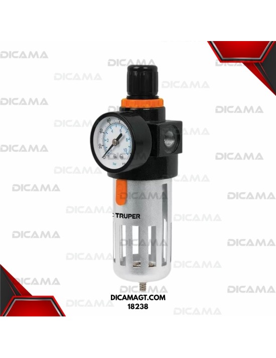 FILTRO REGULADOR DE AIRE, 1/4 NPT 0-140PSI TRUPER 18238