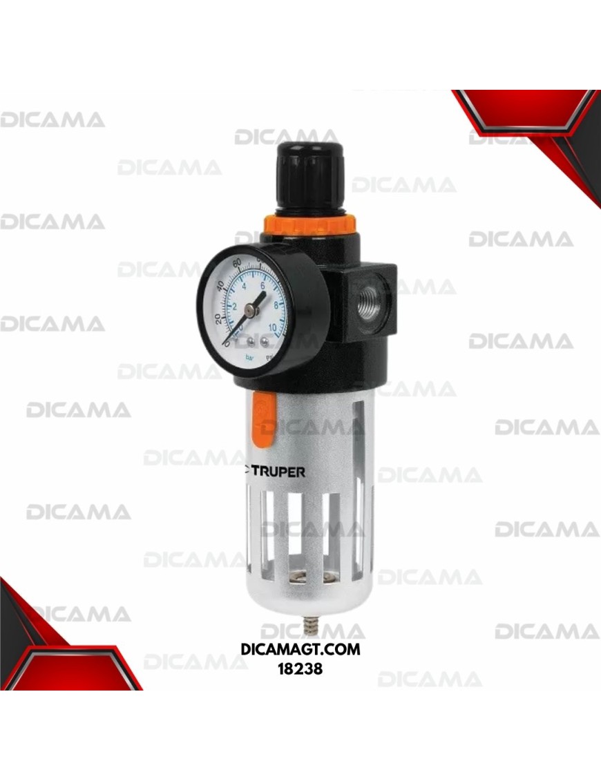 FILTRO REGULADOR DE AIRE, 1/4 NPT 0-140PSI TRUPER 18238