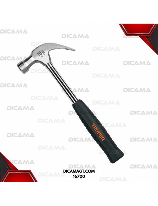 MARTILLO DE UÑA 16 ONZAS CURVA MANGO TUBULAR C/NEOPRENO PULIDO TRUPER 16700