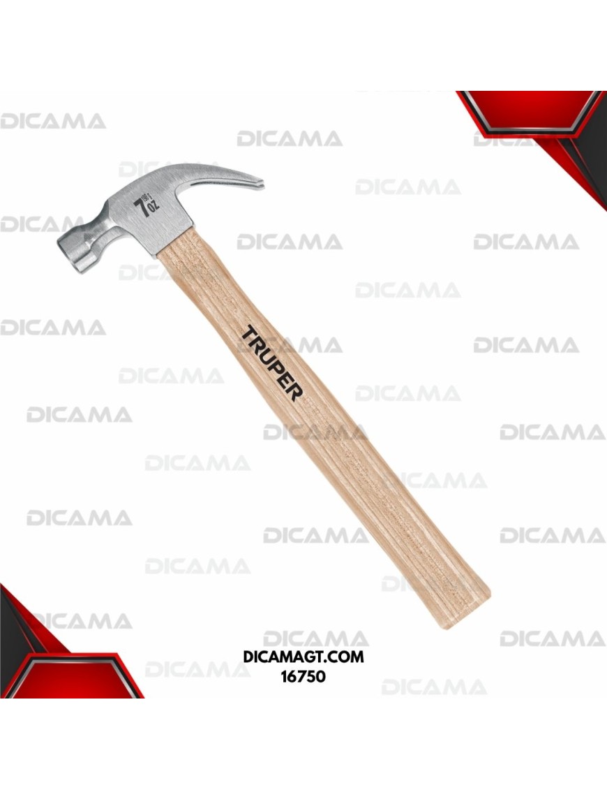 MARTILLO DE UÑA 7 ONZAS PULIDO CURVA MANGO MADERA TRUPER 16750