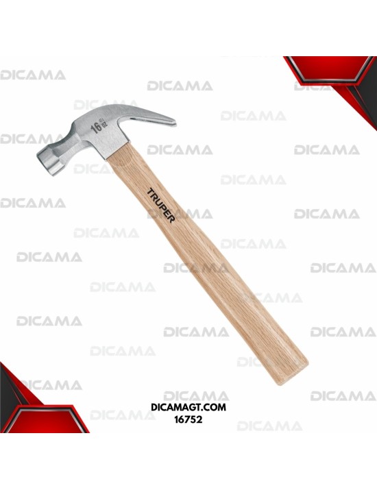 MARTILLO DE UÑA 16 ONZAS CURVA MANGO MADERA PULIDO TRUPER 16752