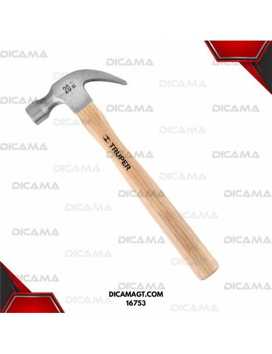 MARTILLO DE UÑA 20 ONZAS CURVA  MANGO MADERA PULIDO TRUPER 16753