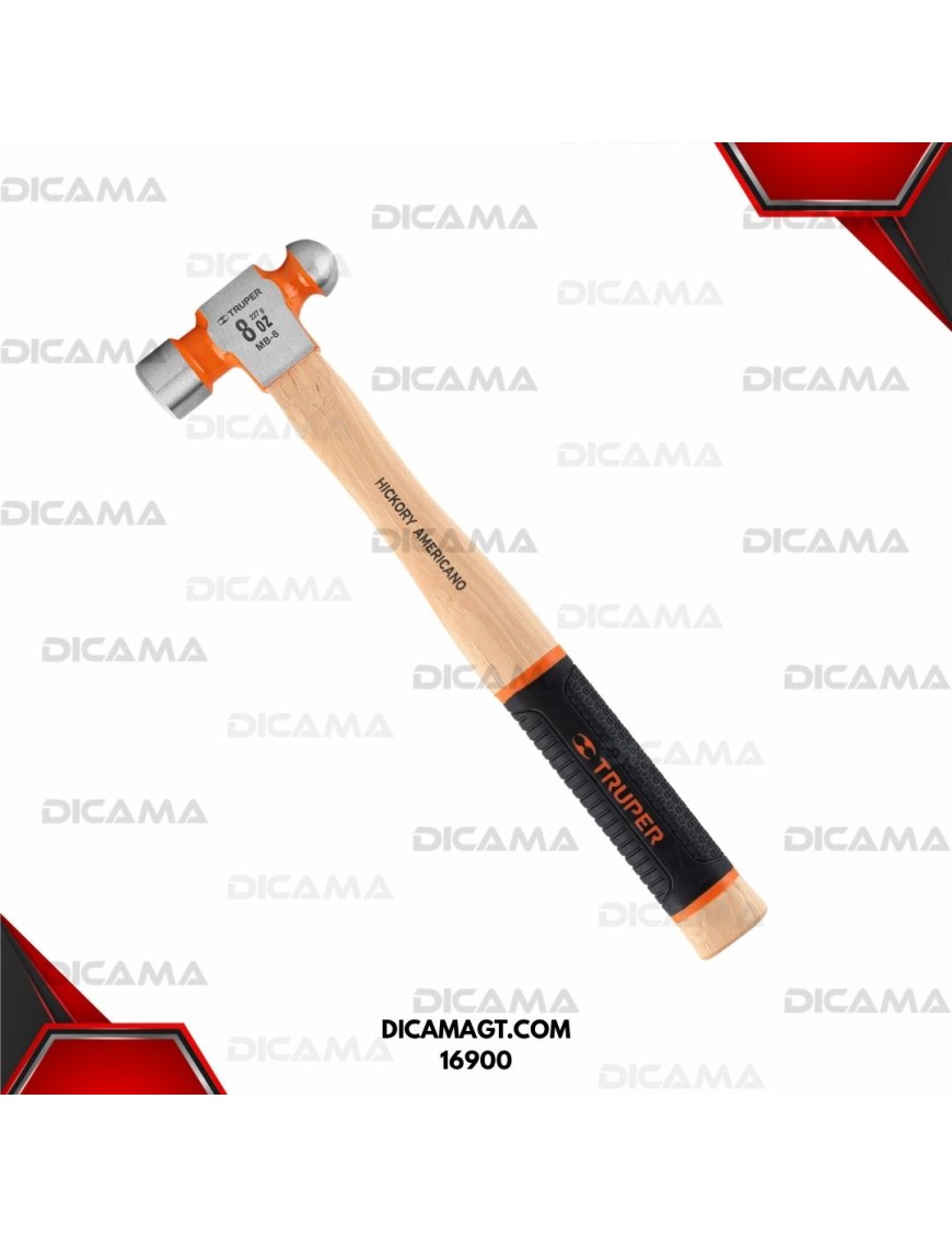 MARTILLO DE BOLA 8 ONZAS MANGO HICKORY GRIP PULIDO TRUPER 16900