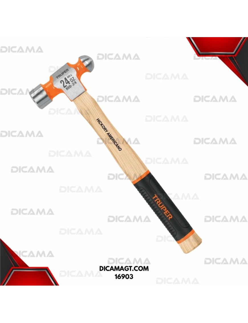 MARTILLO DE BOLA 24 ONZAS MANGO HICKORY GRIP PULIDO TRUPER 16903