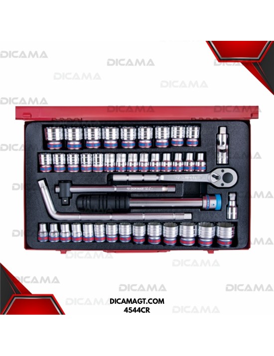 COPAS JUEGO  RAIZ 1/2 43 PZAS MM/AM 8-32MM + 5/16 - 1-1/4 6PT KING TONY 4544CR
