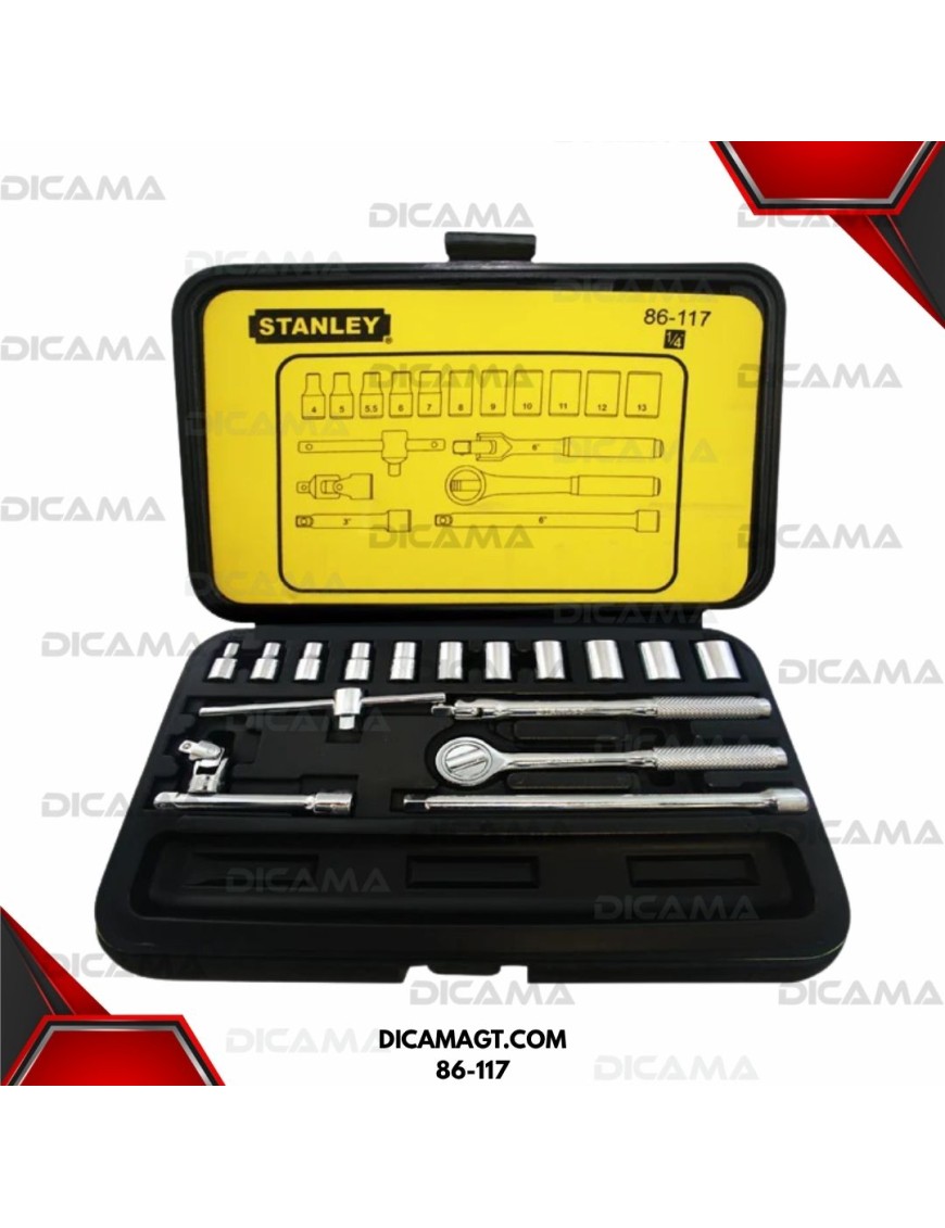 COPAS JUEGO RAIZ  1/4 18 PZAS 4-13MM STANLEY 86-117
