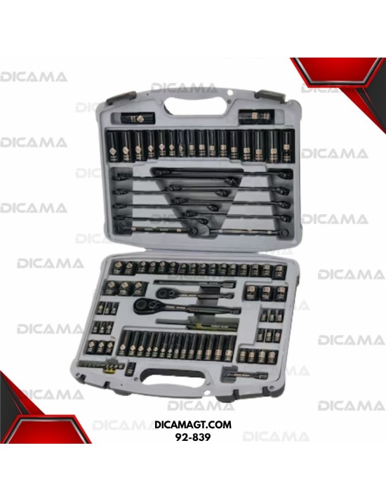 COPAS JUEGO RAIZ 1/4 3/8  99 PZS MM/SAE NEGRO STANLEY 92-839