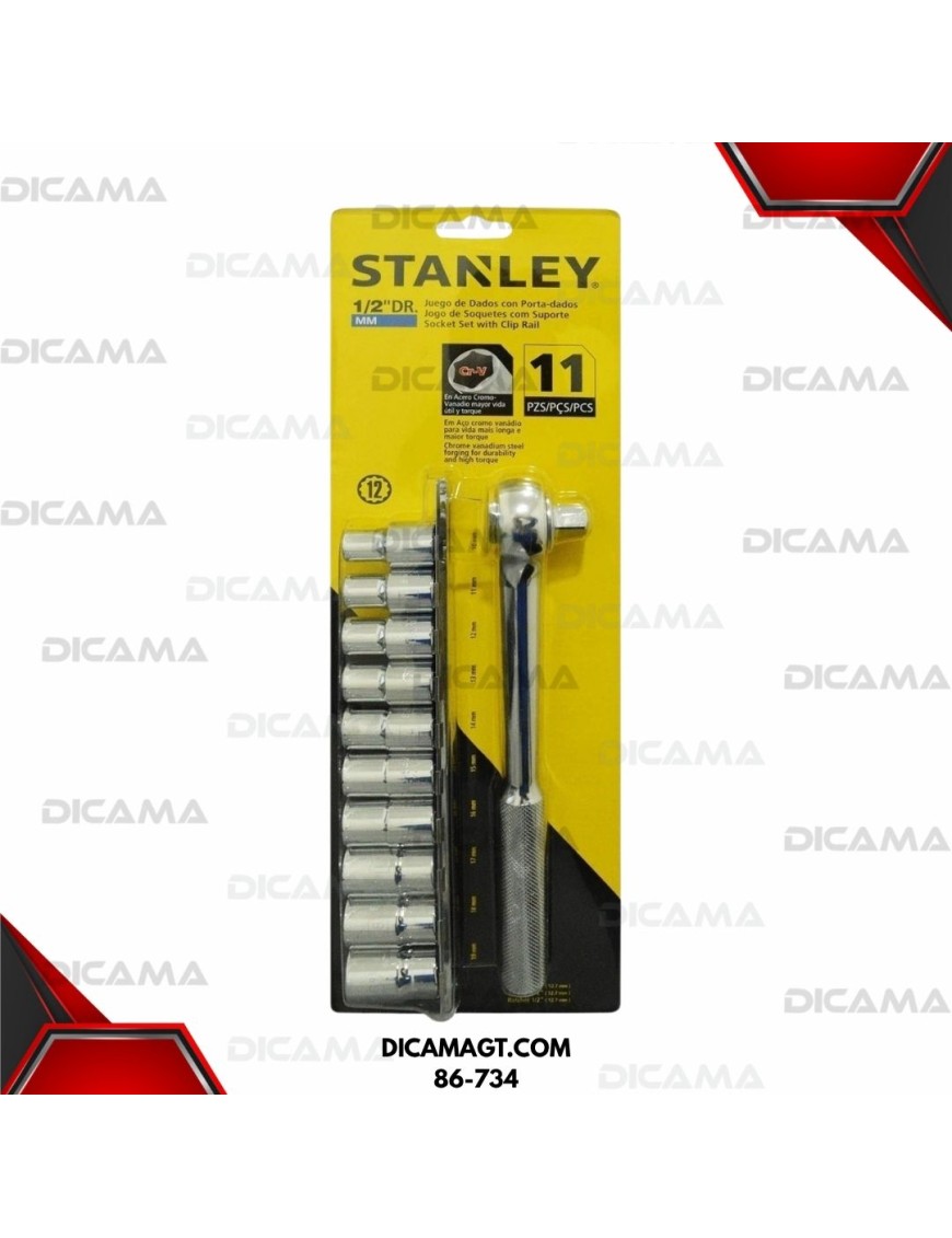 COPAS JUEGO RAIZ 1/2 11 PZAS 10-19MM STANLEY 86-734