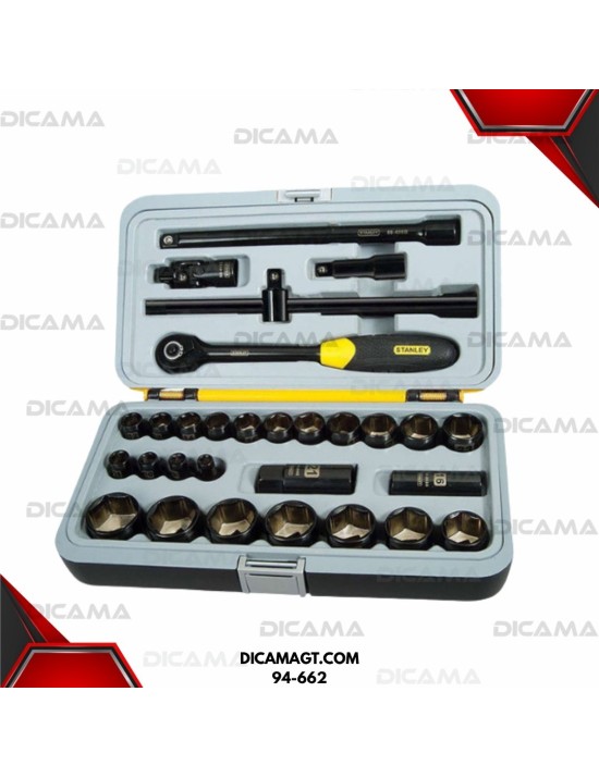 COPAS JUEGO RAIZ 1/2 30 PZAS 10-32MM NEGRO STANLEY 94-662
