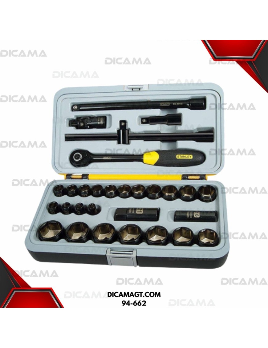 COPAS JUEGO RAIZ 1/2 30 PZAS 10-32MM NEGRO STANLEY 94-662