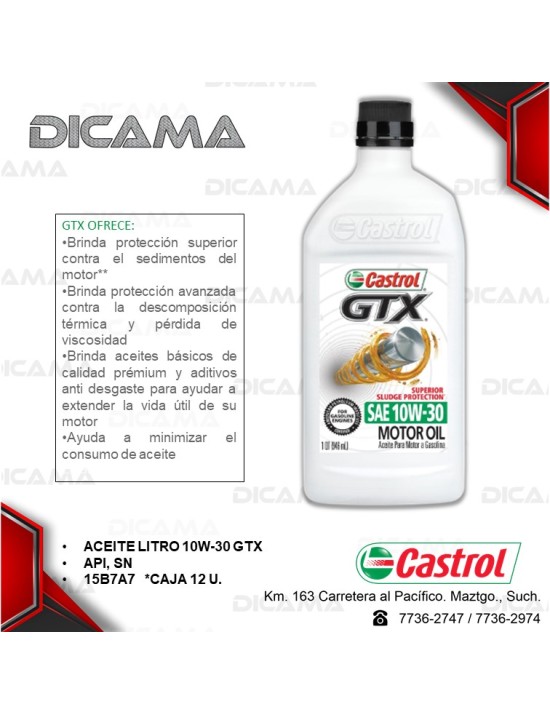 ACEITE LITRO 10W30 GTX API SN