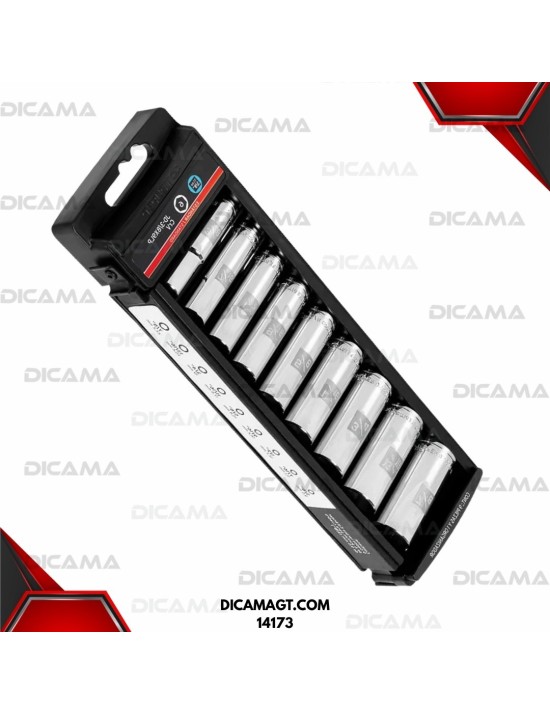 COPAS JUEGO RAIZ 3/8 9 PZAS 10-19MM LARGOS CUADRO TRUPER 14173