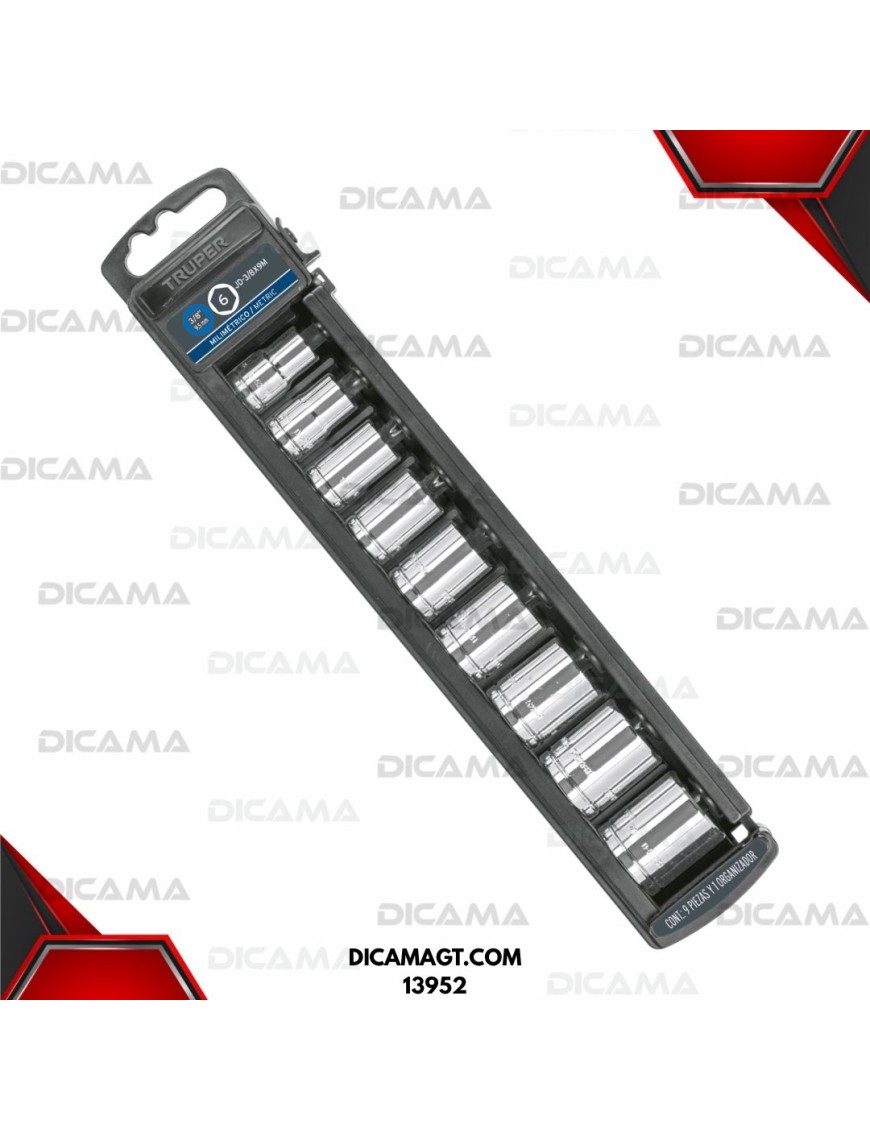 COPAS JUEGO  RAIZ 3/8 9 PZS 10MM-18MM TRUPER 13952