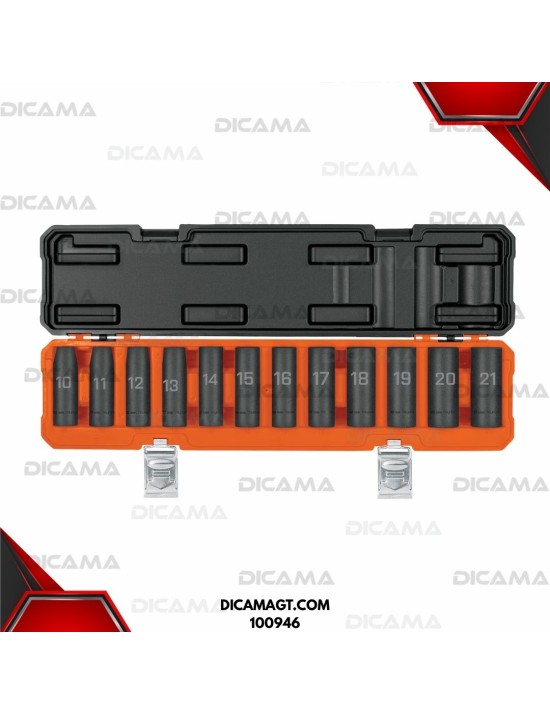 COPAS JUEGO RAIZ 1/2 12 PZS 10-21MM LARGOS DE IMPACTO  6 PUNTAS TRUPER 100946