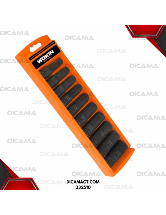 COPAS JUEGO RAIZ 1/2 10 PZAS 10-24MM IMPACTO HEXAGONALES LARGAS WOKIN 232510