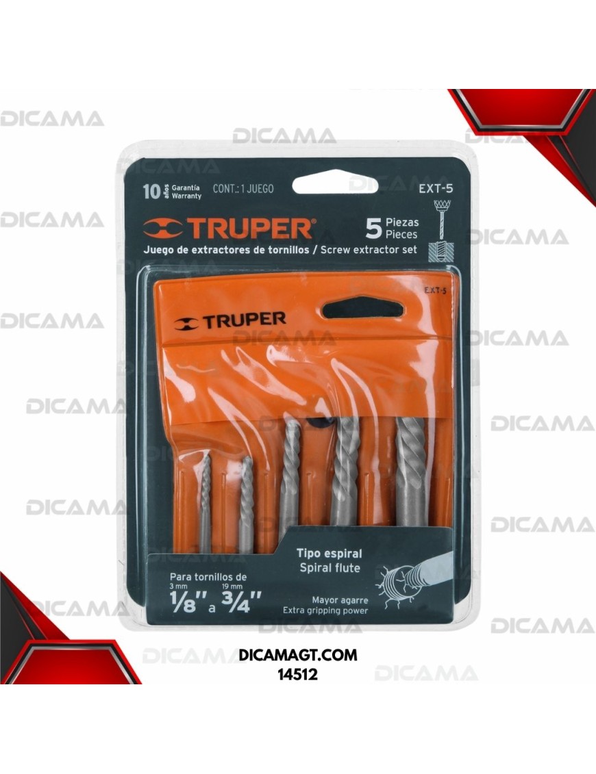 JUEGO DE EXTRACTORES DE TORNILLOS 5 PZAS TRUPER 14512