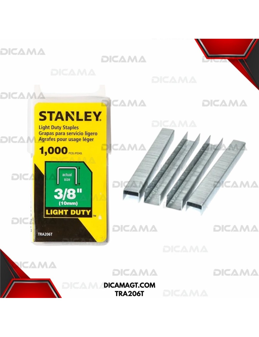 GRAPA CAJA 1,000PCS PARA ENGRAPADORA 3/8 10MM LG STANLEY TRA206T