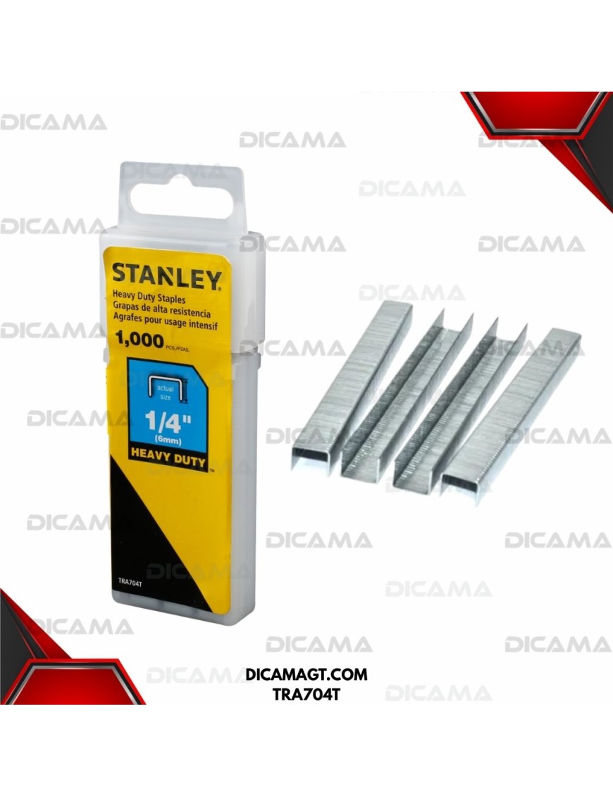 GRAPA CAJA 1,000PCS PARA ENGRAPADORA 1/4 6MM HD STANLEY TRA704T