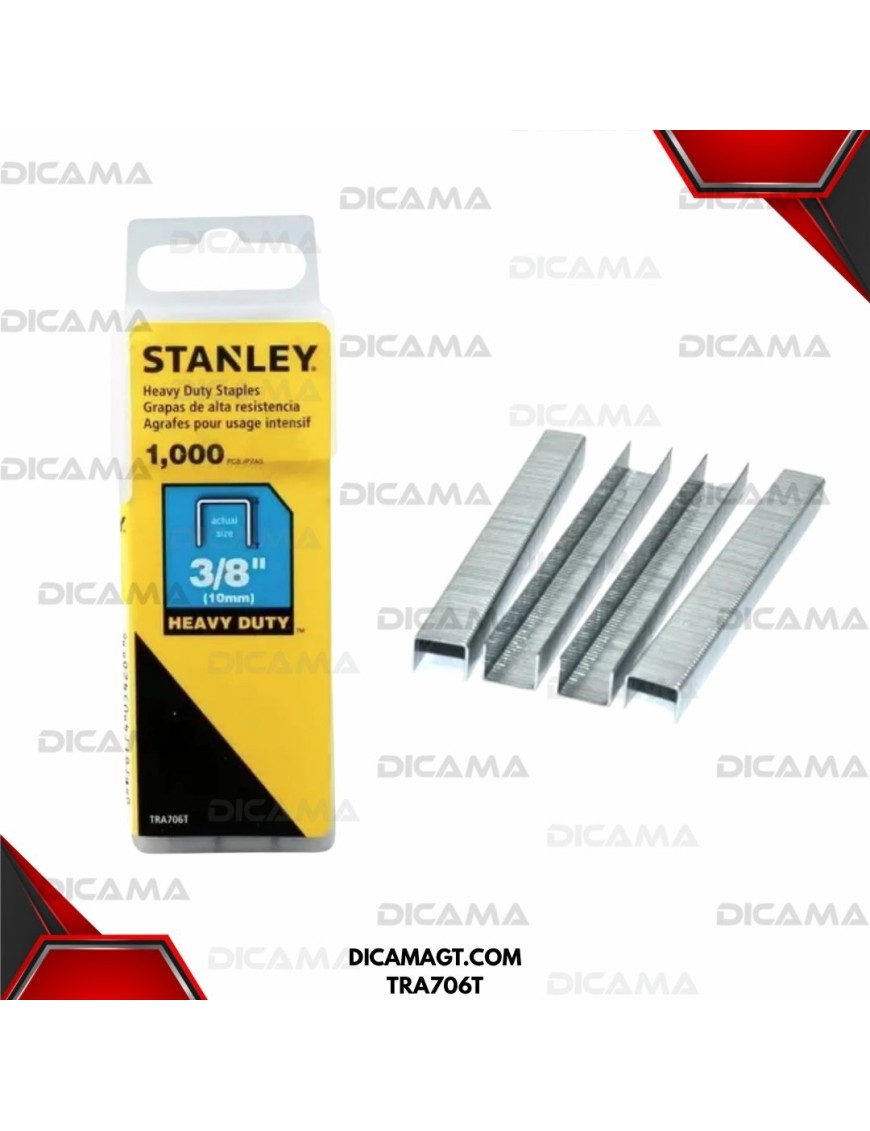 GRAPA CAJA 1,000PCS PARA ENGRAPADORA 3/8 10MM HD STANLEY TRA706T
