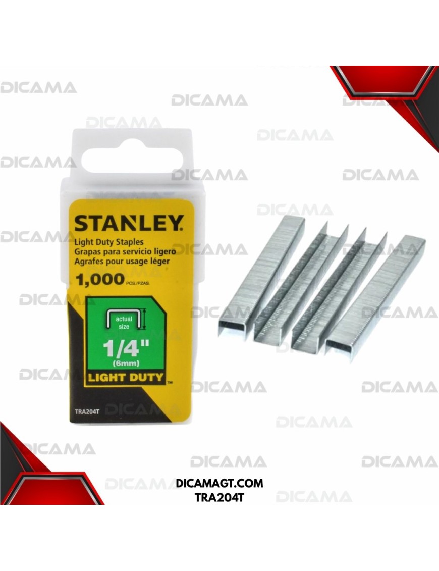 GRAPA CAJA 1,000PCS PARA ENGRAPADORA 1/4 6MM LG STANLEY TRA204T