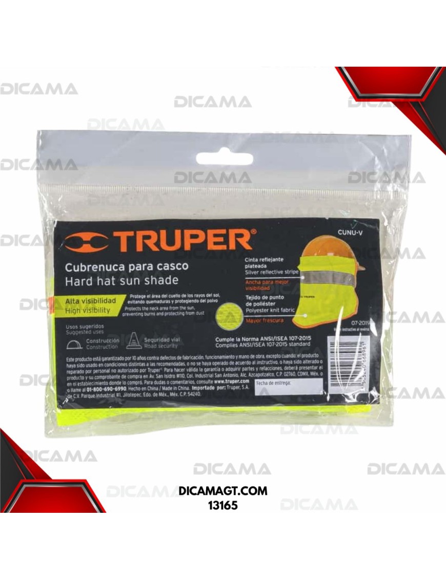 CUBRENUCA PARA CASCO VERDECON REFELCTIVO 30 CM TRUPER 13165