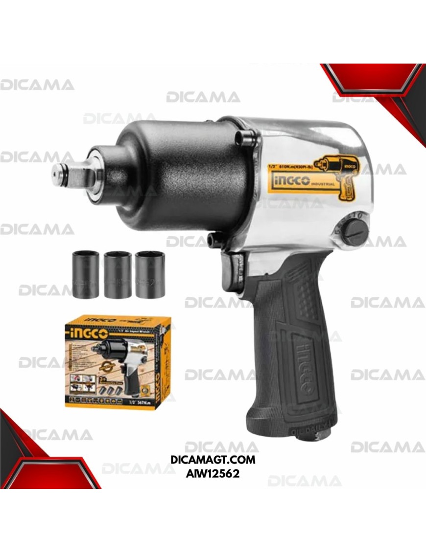 PISTOLA DE IMPACTO RAIZ 1/2 NEUMATICA 610NM INGCO AIW12562