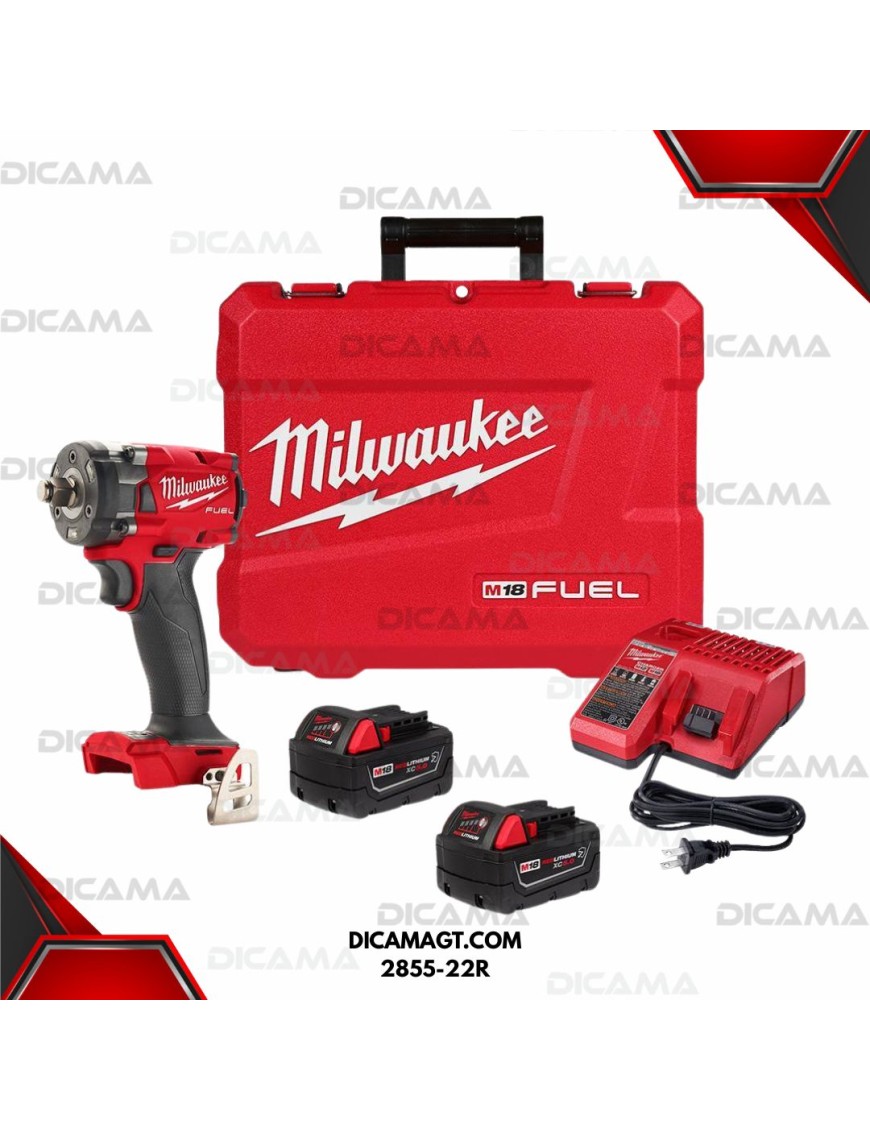 PISTOLA DE IMPACTO RAIZ 1/2 INALAMBRICA 18V 250 LBS MILWAUKEE 2855-22R