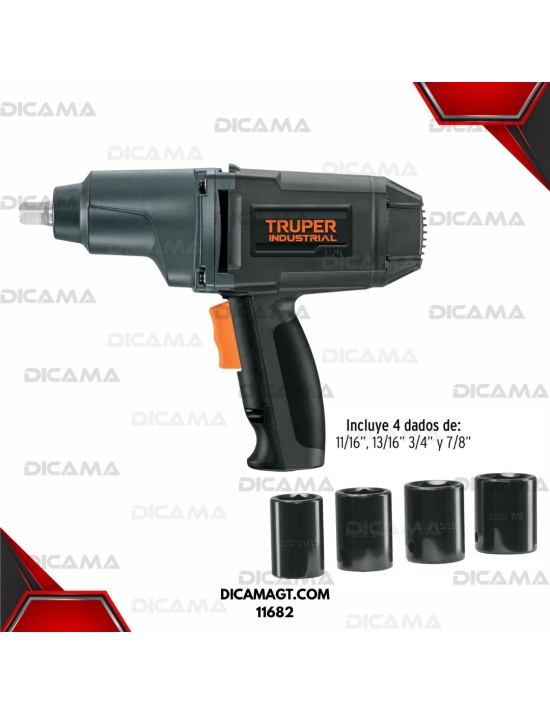 PISTOLA DE IMPACTO RAIZ 1/2 ELECTRICA 220NM 162LBS/PIES 900 WATTS TRUPER 11682