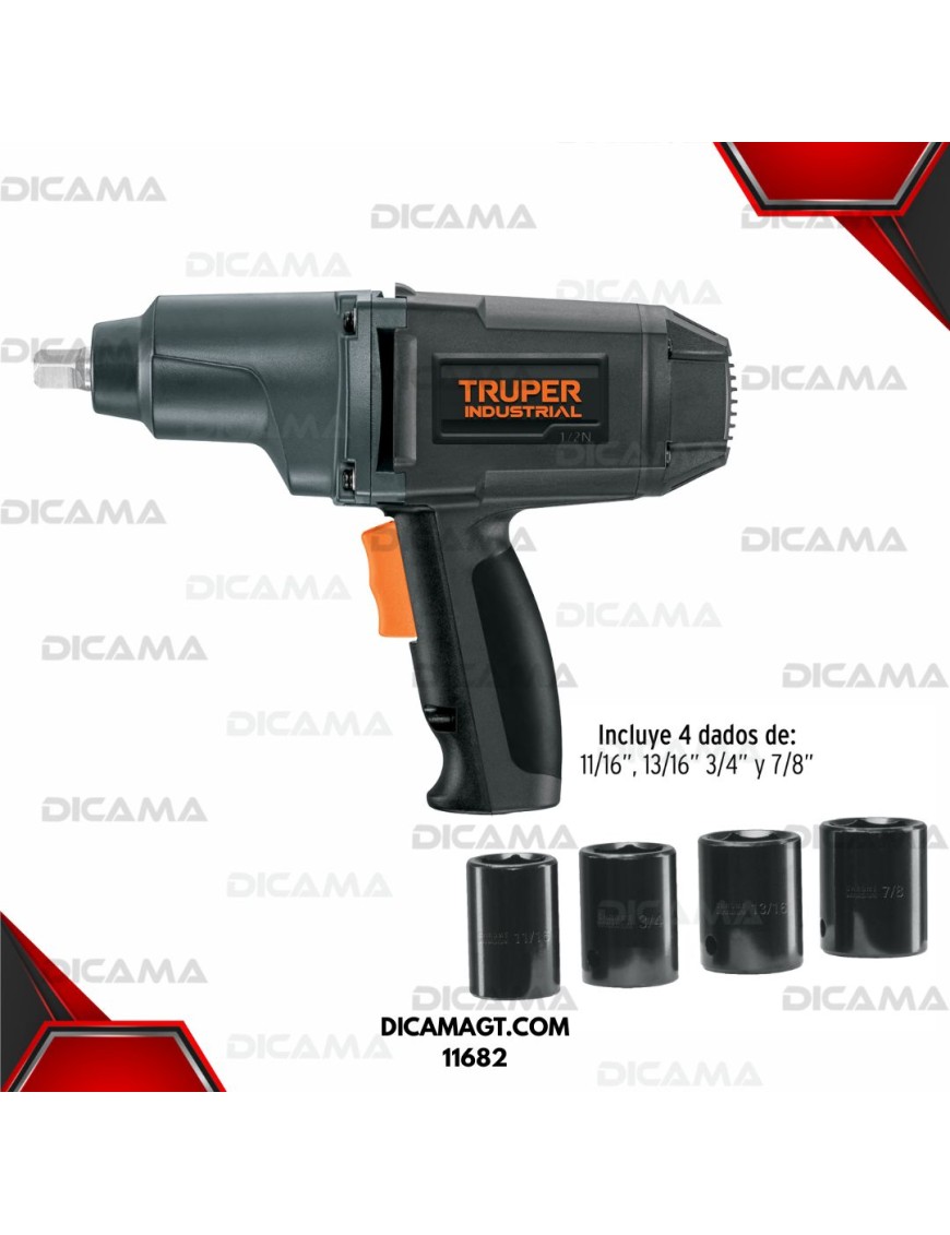 PISTOLA DE IMPACTO RAIZ 1/2 ELECTRICA 220NM 162LBS/PIES 900 WATTS TRUPER 11682