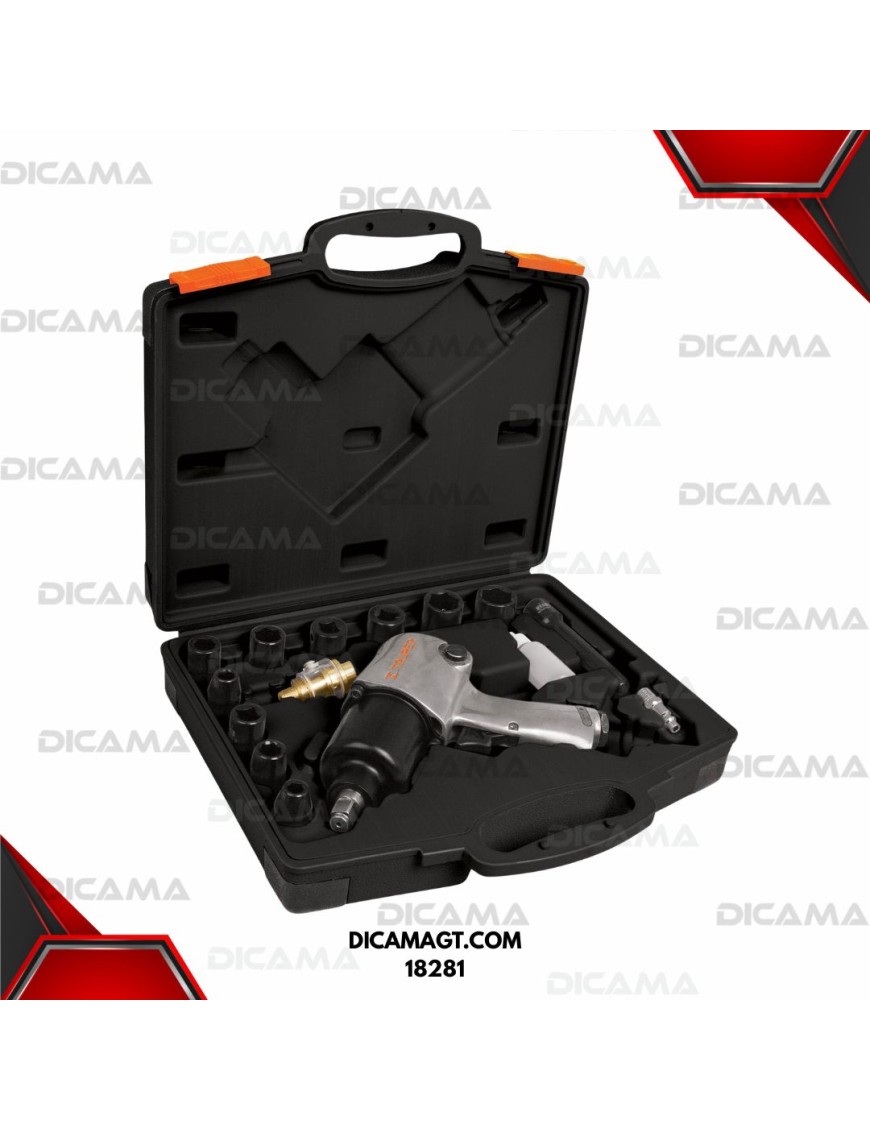 PISTOLA DE IMPACTO RAIZ 1/2 NEUMATICA 542NM 400LBS/PIES INDUSTRIAL CON COPAS TRUPER 18281