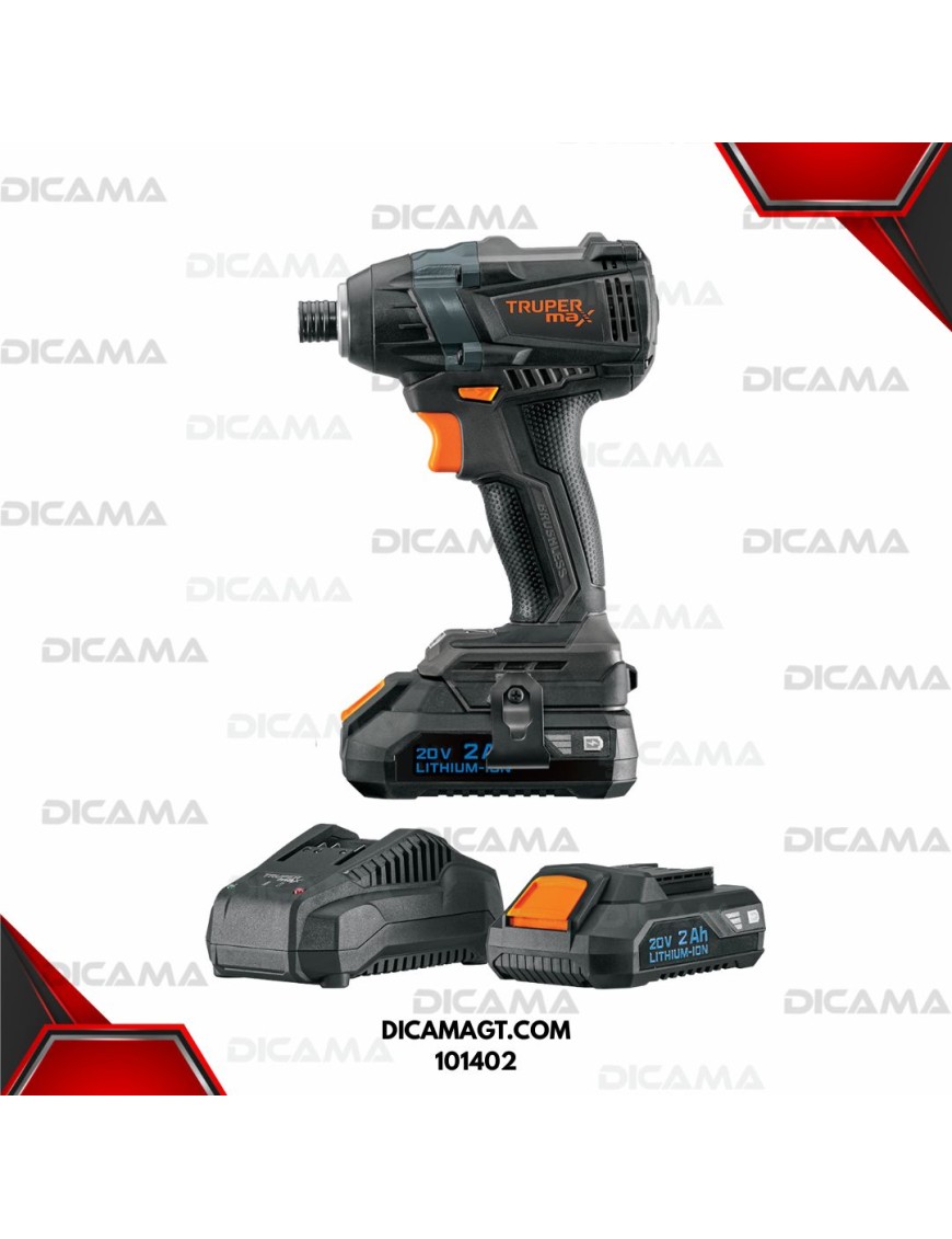 DESTORNILLADOR DE IMPACTO RAIZ 1/4 INALAMBRICA 20V SIN CARBONES TRUPER 101402