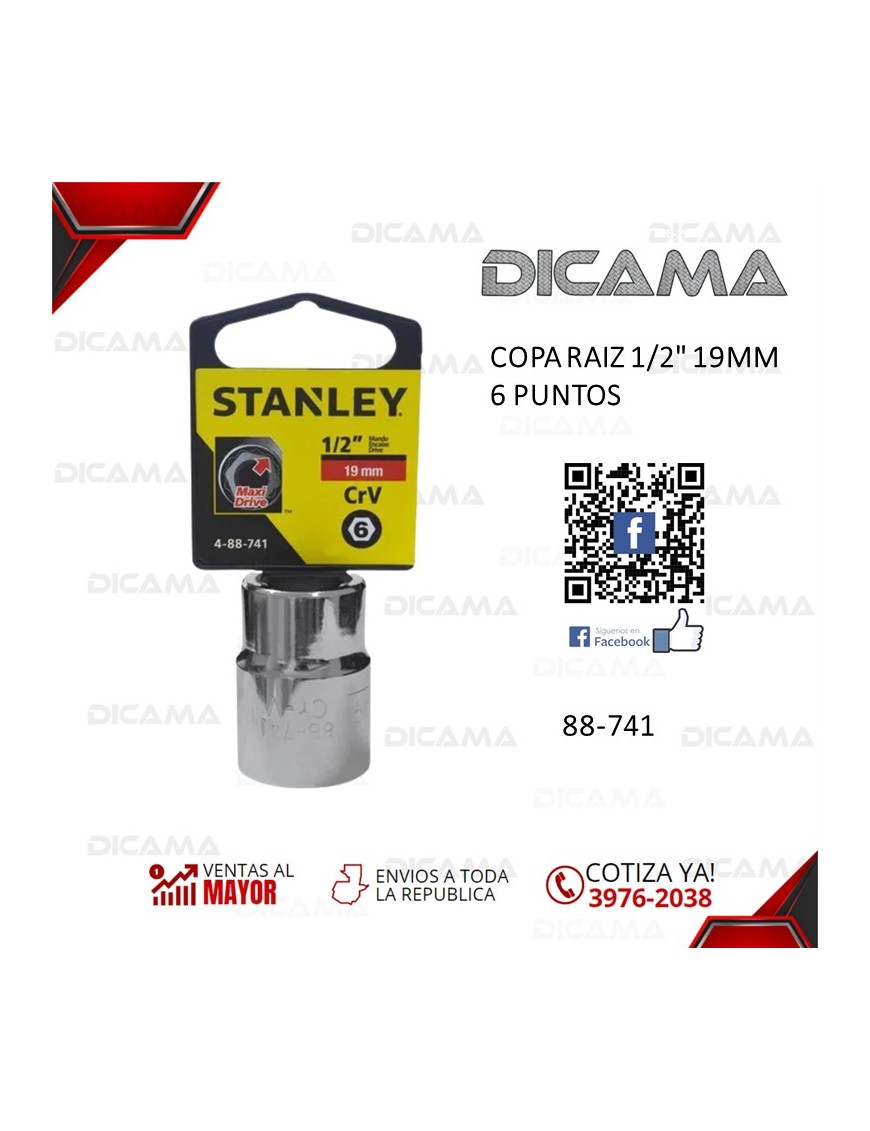 COPA RAIZ 1/2" 19MM 6 PUNTOS