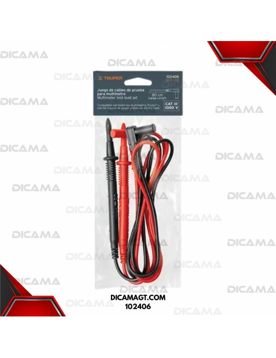 JUEGO DE CABLES DE PRUEBA PARA MULTÍMETRO TRUPER 102406