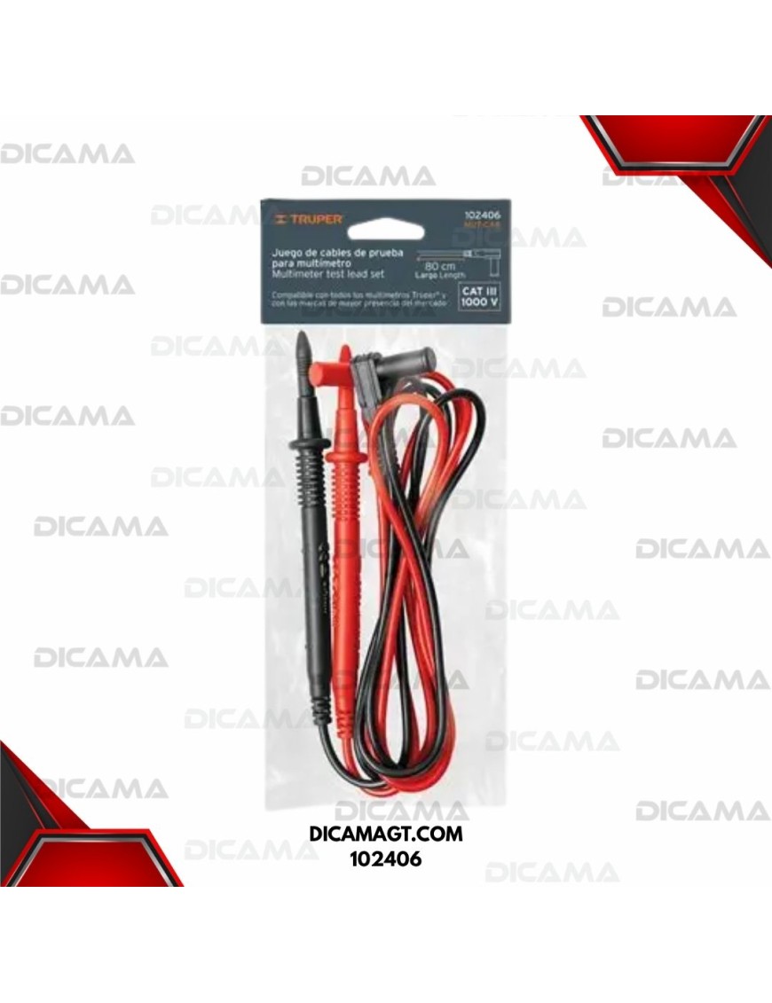 JUEGO DE CABLES DE PRUEBA PARA MULTÍMETRO TRUPER 102406