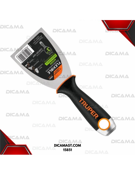 ESPÁTULA FLEXIBLE 3 ACERO INOX MANGO COMFORT GRIP, EXPERT TRUPER 15851