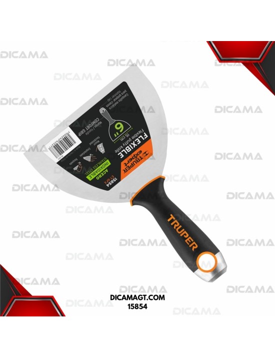 ESPATULA FLEXIBLE 6 ACERO INOX. MANGO COMFORT GRIP, EXPERT TRUPER 15854